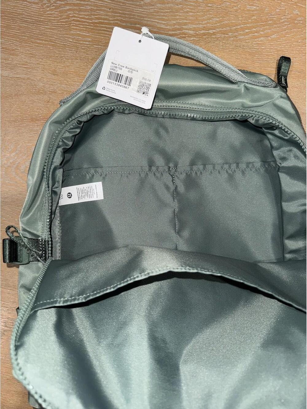 Lululemon New Crew Backpack 22L Laptop Pocket Grey Eucalyptus NWT - Picture 6 of 8